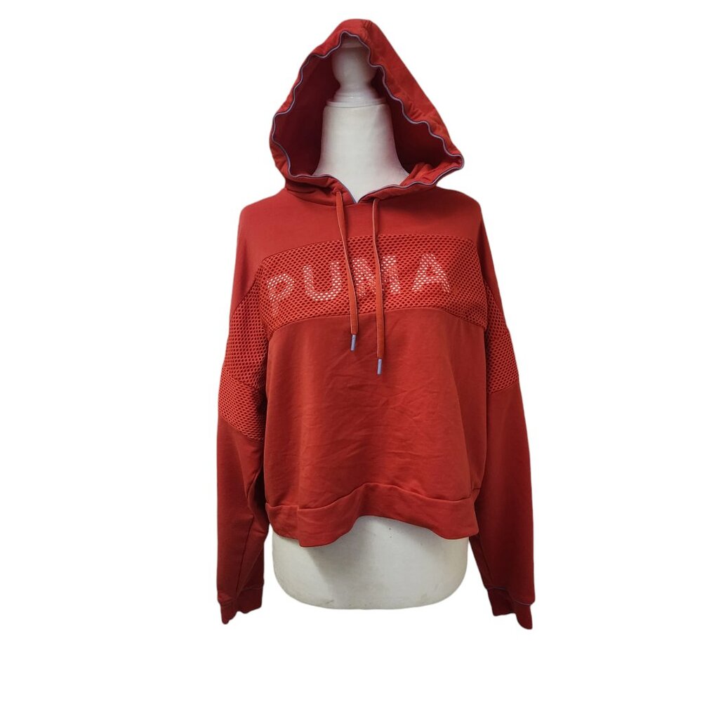 Puma Women's Red Crop Mesh Style Training Hoodie XL Activewear